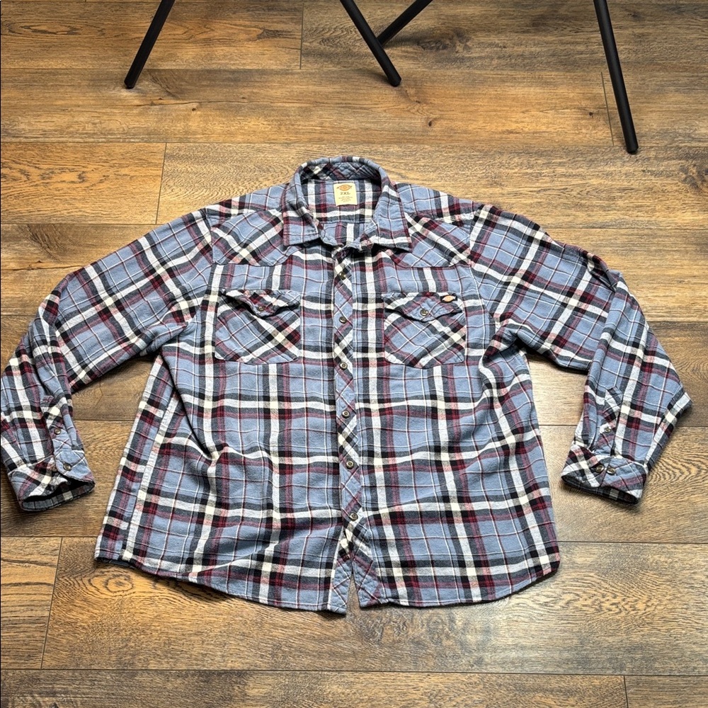 Dickies Casual Blue and Burgundy Plaid Shirt